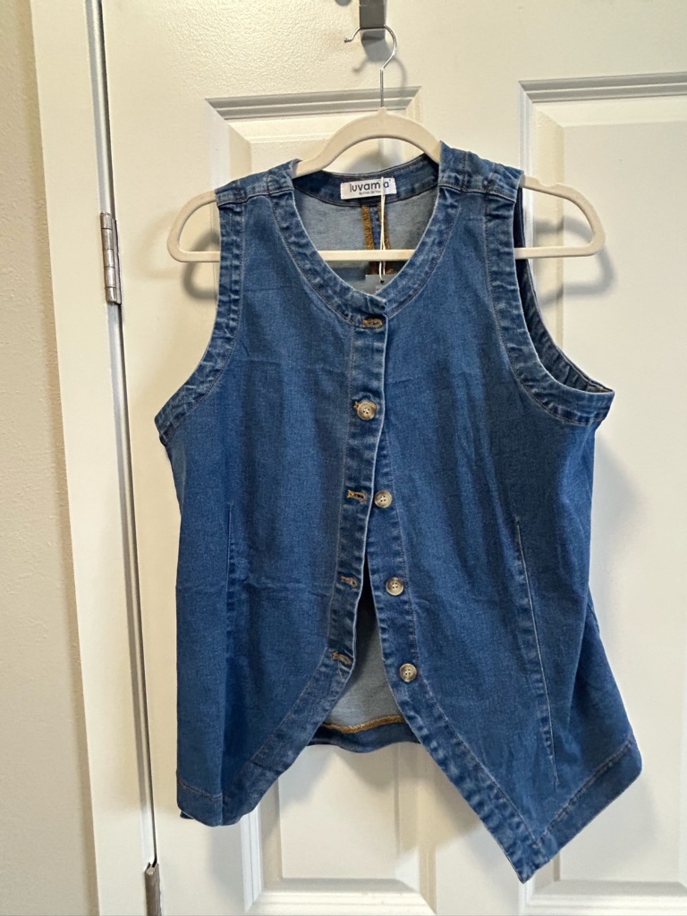 Denim button front fitted vest new